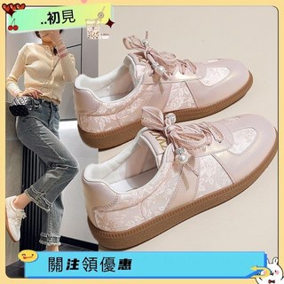 小白鞋女鞋板鞋，2025新款國風舒適百搭德訓板鞋，新中式春季花紋女