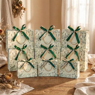 핏템 튼튼한 고급 쇼핑백 9개(소 중 대3P), 그린