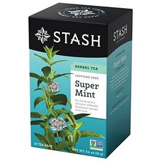Stash Tea 유기농 캐스케이드 민트 허브티 티백 100개 포장은 다를 수 있음, 슈퍼 민트, 6개, 18개입