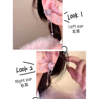 Ailan 辣妹耳骨夾甜酷愛心流蘇耳夾 無耳洞耳環 輕奢小眾設計耳飾