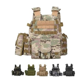 군용 군사 전투 전술 조끼 위장 장비 밀리터리 써바이벌 전술조끼 군용조끼 군사훈련 특수부대 방탄복, 1개, E_검정색