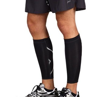 跑步壓縮腿套 男女速乾馬拉松護小腿 騎行籃球運動腿襪套 彈力護腿, 炫光黑色【單隻】,L【適合60.0-70.0公斤】, 1個
