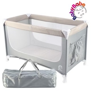 babyBabe 嬰兒便攜床，透氣網布設計，附收納袋，輕巧易攜帶, 奶茶色