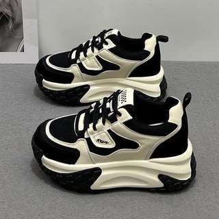 老爹鞋女春秋薄款透氣2025新款網面運動鞋厚底8公分內增高女鞋子