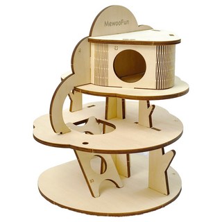 寵物來了 木質倉鼠造型屋 倉鼠屋 倉鼠小屋 倉鼠窩 木製 木屋 倉鼠別墅, 1個, 寵物來了 木質倉鼠造型屋-雲頂樹屋