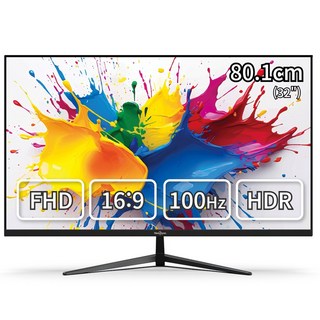 뷰싱크 32인치 FHD 슬림베젤 100Hz 게이밍 사무용 멀티 하이브리드, VSO321F 블랙 일반, 80cm