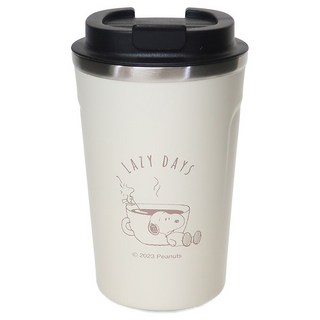Kamio Snoopy 史努比 保溫保冷不鏽鋼咖啡隨行杯 300ml, 1個, 黑色