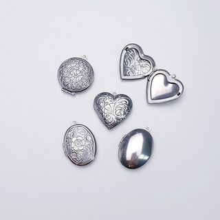 써지컬 로켓 펜던트 플라워 엔틱 하트 원형 민자 타원 사진 목걸이 펜던트 악세사리 부자재 (type4)