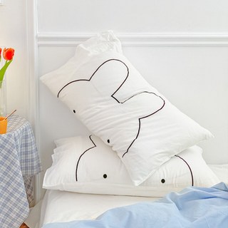 日式兔子枕套 純白水洗棉枕套 單人枕套 可愛風枕套 限時優惠