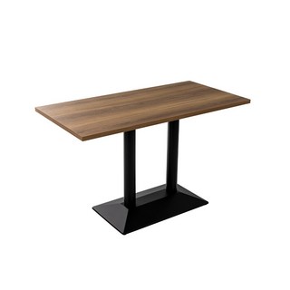 防潮塑合板餐桌 咖啡店桌椅/咖啡桌/方桌/圓桌/休閒桌/洽談桌, 烤黑雙柱+榆木(120*60公分)