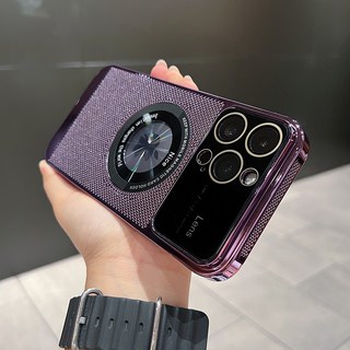 아이폰 15 Pro Max 11용 마그세이프 마그네틱케이스 통풍 냉각 렌즈 보호 PC 커버 도금 방열, 01 Deep Purple, 06 For iPhone 12Pro