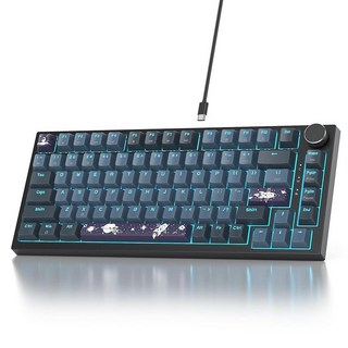 Ussixchare 75% 유선 크리미 키보드 핫 스왑 가능 기계식 게이밍 키보드 개스킷 장착 RGB 백라이트 레드 스위치 윈도우 PC 노트북용 손잡이 컨트롤(82 블, 적축, 블루