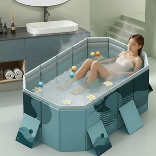 크크섬 성인 접이식 욕조 대형 이동식 반신욕조, 1개, 블루