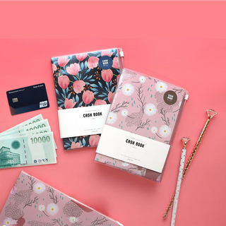 2025 가계부 핑크풋 꽃길 지퍼 가계부 심플플래너 캐시북 용돈기업장, 단품