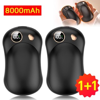 THOUSTA 휴대용 손난로 보조배터리 10000mAh 자석 분리형 충전식 양면발열 핸드워머, 검은색(8000mAh)