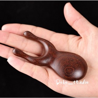 檀木雙指按摩梳 頭皮按摩梳 肩頸按摩 經絡梳 眼周按摩, 1個, 檀木雙指梳