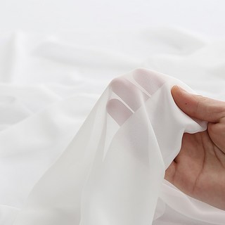 [대폭]쉬폰무지 차르르(백아이보리) 커튼원단 원피스천 레이스 배경천