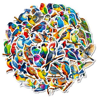 嗨購 56張新款可愛斑斕飛鳥塗鴉貼畫行李箱電腦手機殼裝飾防水貼紙, T01042833, 1個