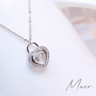 Muer沐耳飾品 項鍊 短鍊 愛心鎖頭 微鑽鎖骨鍊 OL韓國飾品 生日禮物