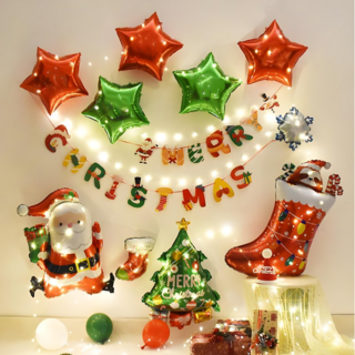 크리스마스 풍선세트 파티 장식용품 풍선QIQ-, 1개, C세트-전구 포함
