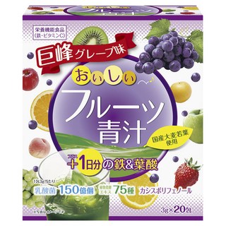YUWA 1日份鐵&葉酸水果青汁 巨峰葡萄口味 20條入, 1盒, 60g
