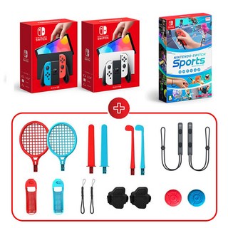 닌텐도 스위치 OLED 화이트+스포츠+나유타16in1스포츠 올인원키트 패밀리팩