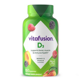 Vitafusion 비타민 D3 2000 IU 본 & 이뮨 서포트 피치 블랙베리 스트로베리 구미, 1개, 150정