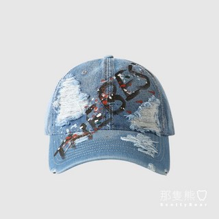 ScottyBear 那隻熊 牛仔棒球帽 水洗 鴨舌帽 軟頂 油漆 破洞棒球帽 時尚休閒老帽