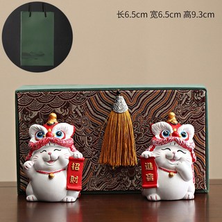 特色商務禮品：公司年會開業活動客戶伴手禮，生日禮物首選，臺灣快速出貨, XJZ招財貓招財進寶【大號-紅色】+綠色, 1個