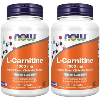 NOW Foods 左旋肉鹼錠 1000mg, 50顆, 2罐
