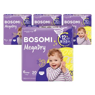 보솜이 메가드라이 팬티형 기저귀 공용, 80매, 6단계