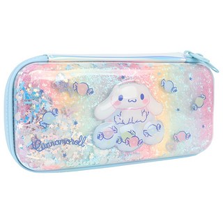 (산리오 정품) 시나모롤 스펭글 EVA 필통 파우치, 블루, 1개