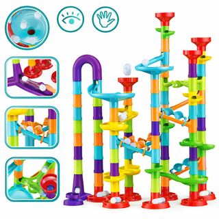 코코유 구슬굴리기 트랙 블록 어린이 학습 조립 완구 197PCS LHX-01, 1개, 혼합색상