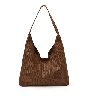 輕奢手提小包包女包2025秋新款編織紋百搭單肩包大容量腋下包, 棕色