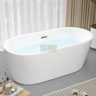 衛生間家用小戶型單人亞剋力成人無縫一體酒店高檔獨立式浴缸浴盆浴缸 泡澡桶 泡澡缸 獨立浴缸 雙人浴缸, 1個, 浴缸+銀色落地龍頭,長170cm寬70cm高60cm