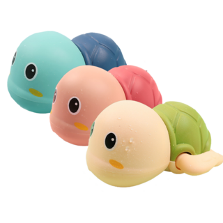 發條烏龜游泳玩具 寶寶洗澡戲水玩具 可愛造型 無需電池, 【小烏龜】藍綠粉隨機發貨, 1個, 9.5cm
