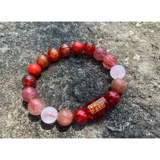 【畫意坊】五行補火瑪瑙五路財神手串，五行水晶手鍊，平衡五行，增強能量，開運防小人，交換禮物，天然水晶多寶