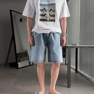 치트키 루거 데님 원턱 하프팬츠