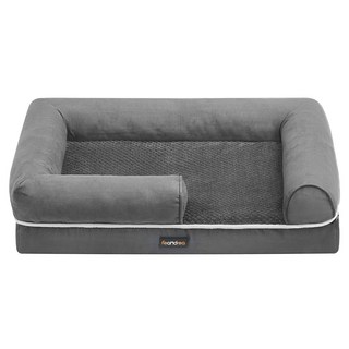 FEANDREA 반려동물 꿀잠 푹신한 미끄럼 방지 사각 강아지 방석 쿠션, 1개, 그레이