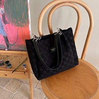 MDMS 簡約復古帆布包 通勤包 手提包 單肩包 托特包 大容量 大包包 高級感 小眾百搭 上課包 格子包