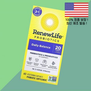 리뉴 라이프 프로바이오틱스 유산균 데일리 밸런스 식물성 베지캡슐 60정 Renew Life Probiotics Daily Balance 60 Vegetarian Capsules, 1개