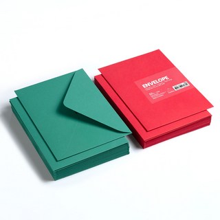 PaperPhant 크리스마스 2컬러(그린&레드) 도톰한(120g) 가로형(165*115mm) 봉투, 50매