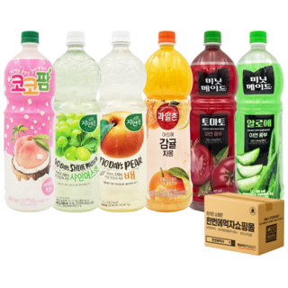 [한번에먹자쇼핑몰] 과즙음료 1.5L 6종 혼합세트 / 코코팜 + 샤인머스캣 + 배주스 + 감귤주스 + 토마토 + 알로에, 6개