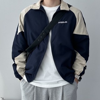 남자 배색 오버핏 루즈핏 바람막이 자켓 남자배색바람막이자켓