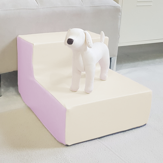 8 DECO 2단 PU방수 강아지계단 스펀지포함, 아이보리 핑크 2단