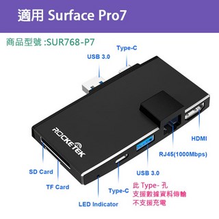 微軟 Surface Pro7/6/5/4/Go/Go2/Go3 HUB擴充埠，多功能擴充座，高速傳輸，輕巧便攜, 1個, SUR768-P7_微軟Pro7