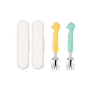 에디슨 실리콘 스포크 케이스 세트 베이비, 스포크2종+케이스, COLOR MIX (노랑오리+초록오리), 8세트