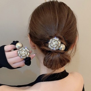 비아워게스트 짱짱한 고무줄 왕진주 곱창밴드 장미 머리끈 2p