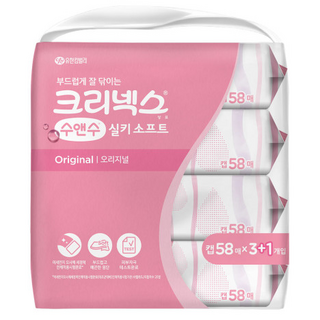 크리넥스 실키 수앤수 캡58매 x3+1개 물티슈, 131g, 58매, 4개