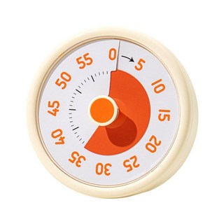 WMES1LI視覺定時器 沉默的60分鐘倒數計時器 卡通片鬧鐘圓形的自律廚房定時器兒童學習, 1個, 牛奶黃色